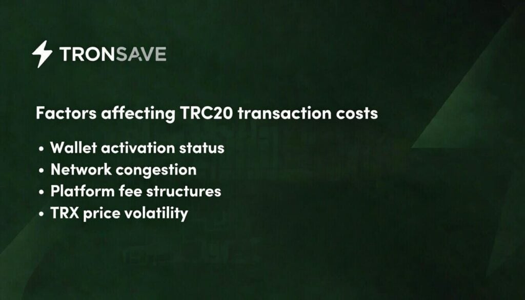 Factors affecting TRC20 transaction costs
